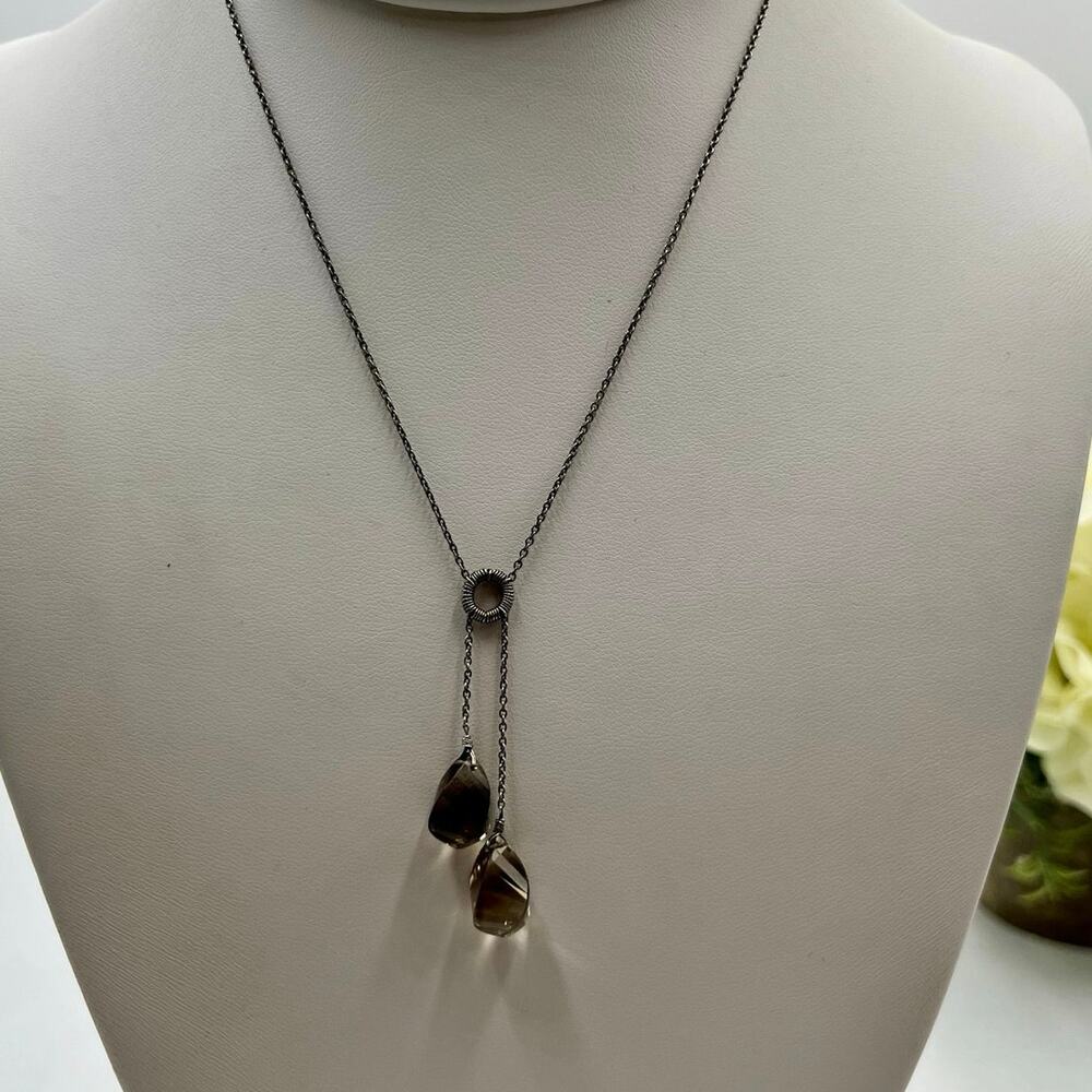 Vintage 925 Sterling‎ Silver Faceted Smoky Quartz Drop Necklace 20" Chain
4.6g